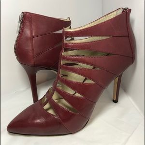 Michael Kors Mavis Back Zip Heel Dress Booties Claret